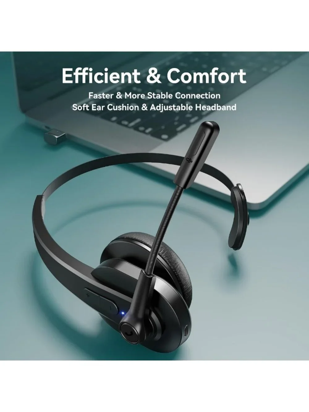 Wireless Bluetooth Headset with Noise Cancelling Mic, USB Dongle, Mute Button
